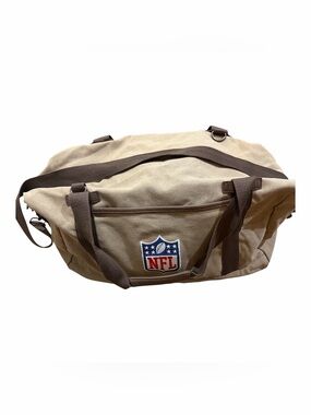 NFL Canvas Duffel Bag Tan Brown Weekender Gym Travel Bag Large